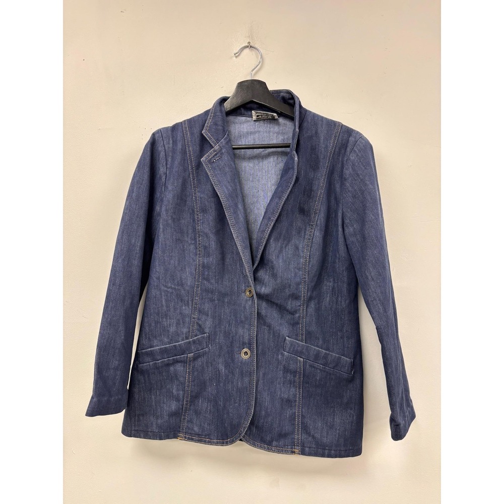 Vintage Campus Casuals Denim‎ Blazer Womens Medium Blue Jean Jacket 70s 80s